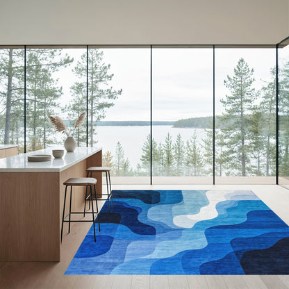 Navy Indigo Wavy Layers Rug