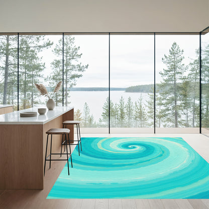 Teal Spiral Swirl Rug