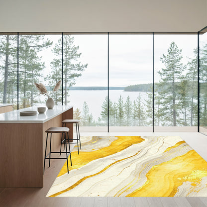 Gold Veined Marble Abstract Rug