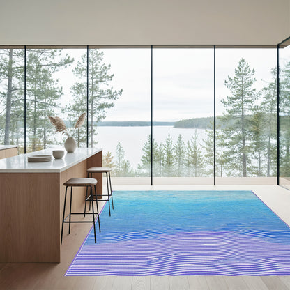 Blue Purple Wavy Gradient Rug