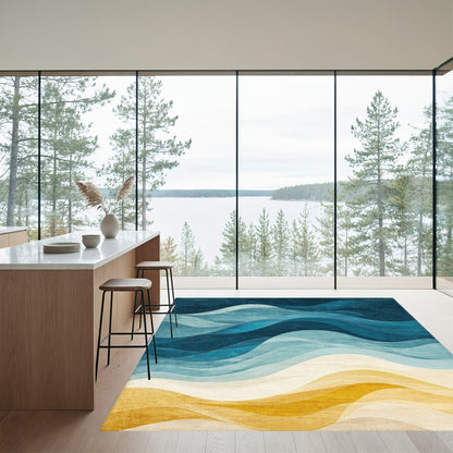 Gradient Navy Wave Beach Rug