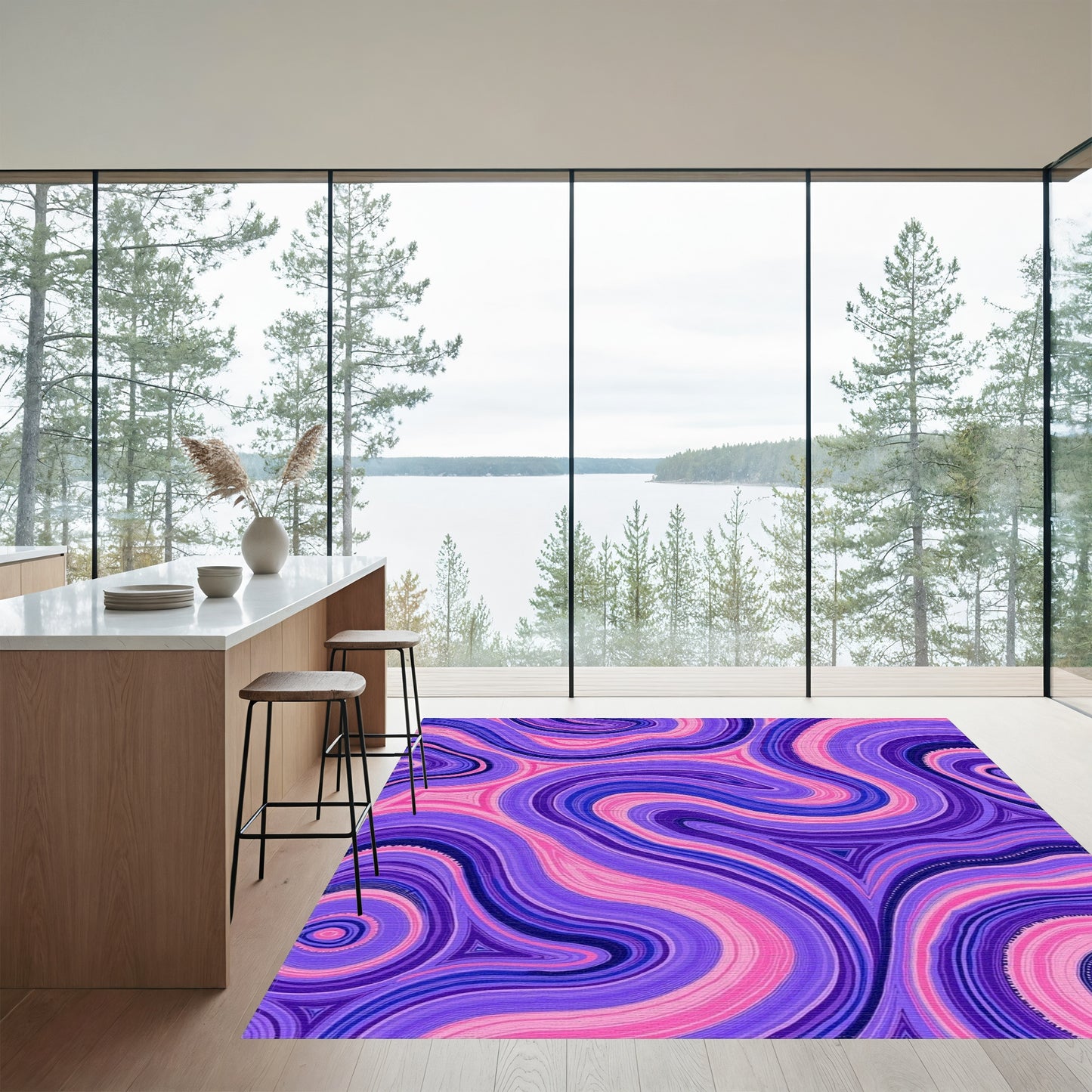Purple Pink Swirling Fluid Rug
