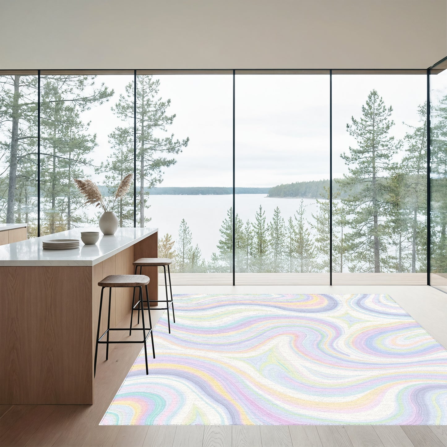 Pastel Wavy Swirl Rug