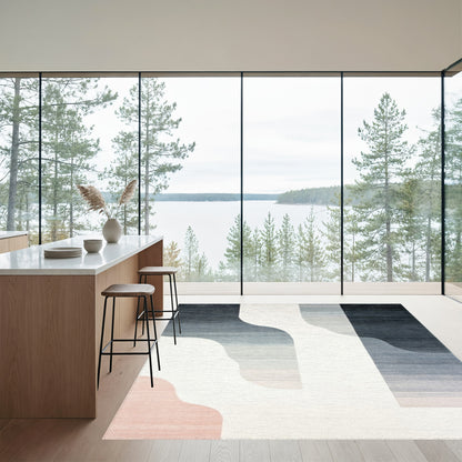 Navy Gray Curved Gradient Rug