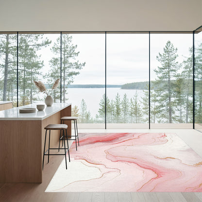 Pink Gold Veined Marble Rug