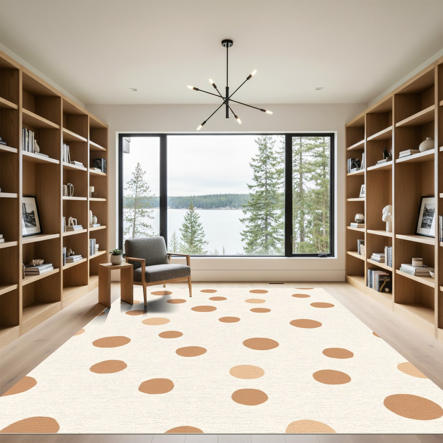 Neutral Tan Polka Dot Scatter Rug