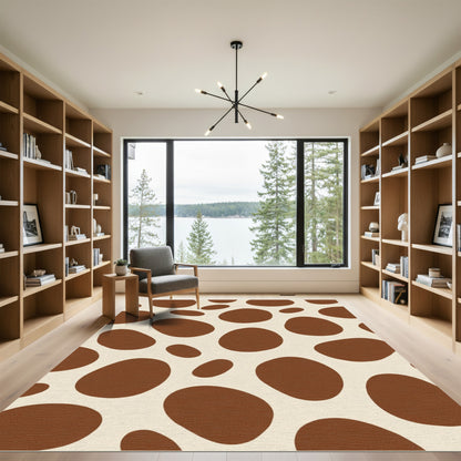 Cream Brown Organic Shapes Rug