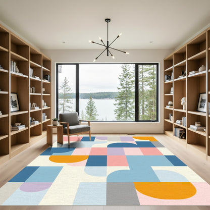 Pastel Geometric Abstract Block Rug
