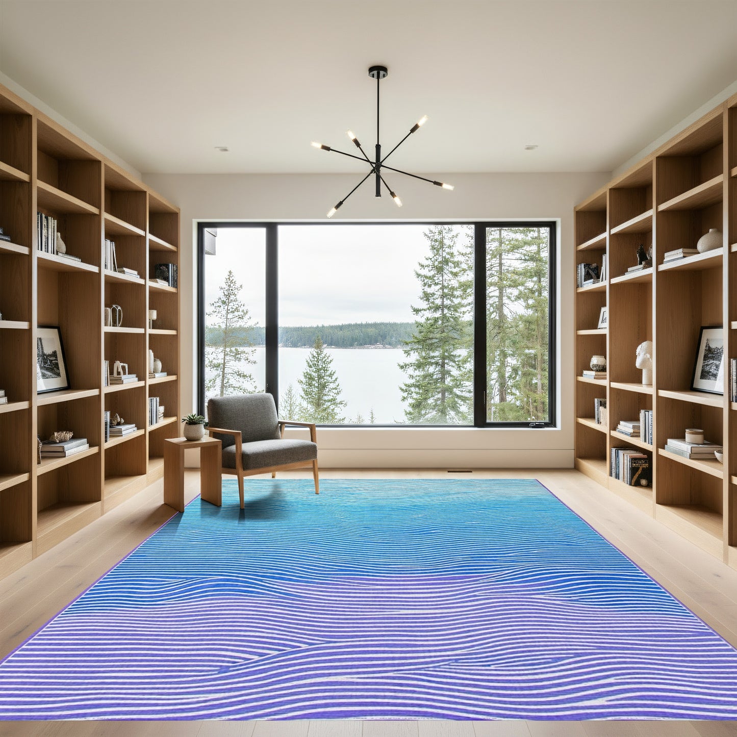 Blue Purple Wavy Gradient Rug
