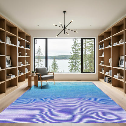 Blue Purple Wavy Gradient Rug
