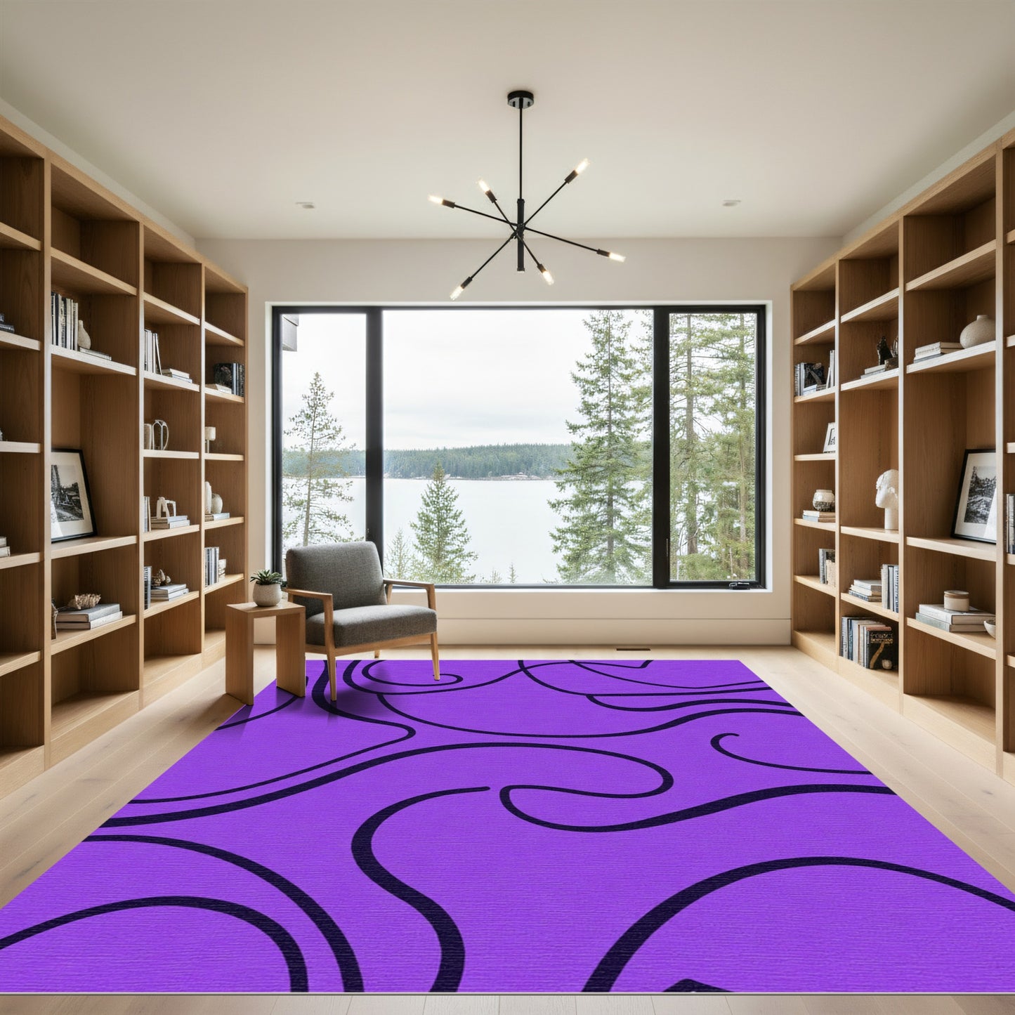 Bold Amethyst Flowing Lines Rug