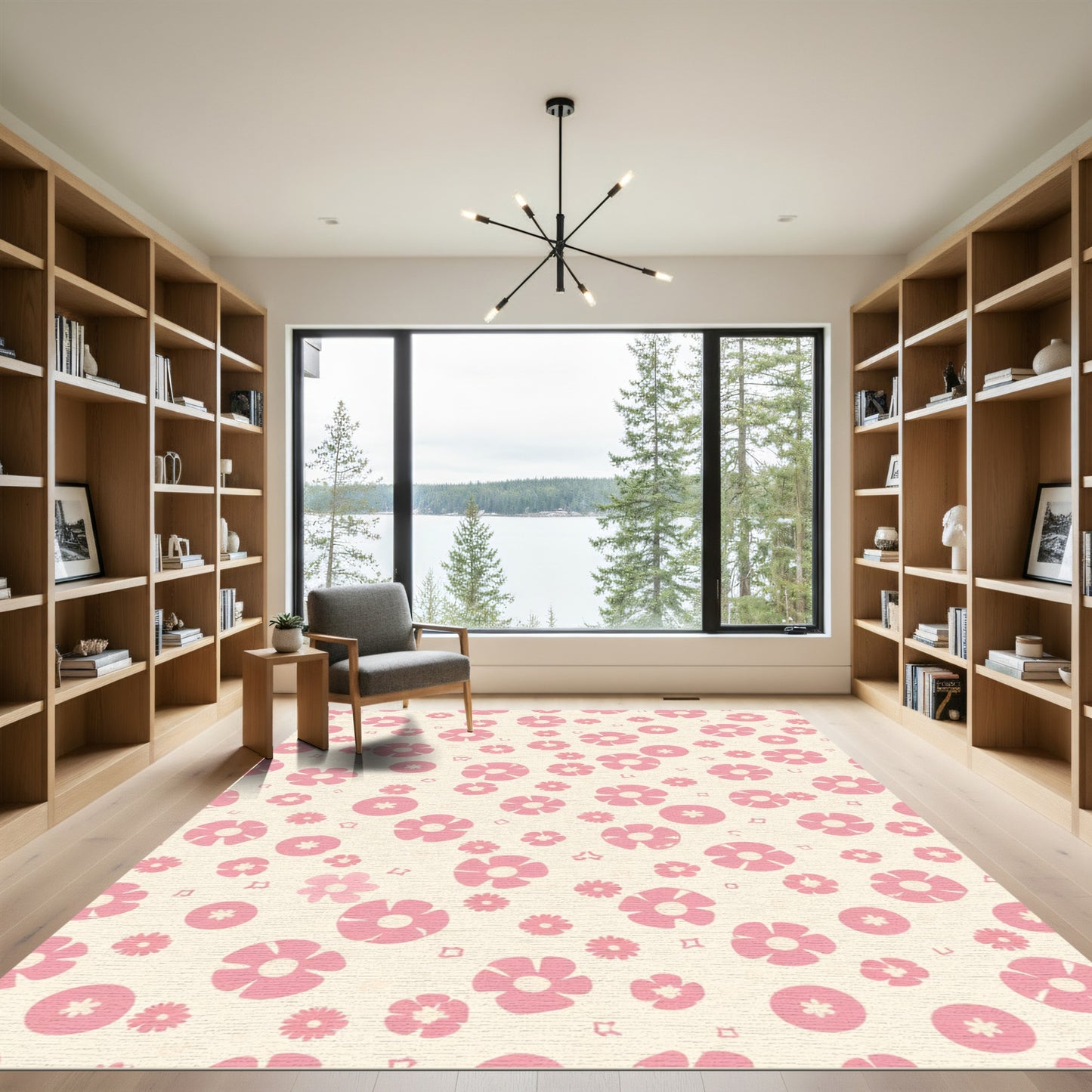 Sweet Pink Floral Blossom Scattered Rug