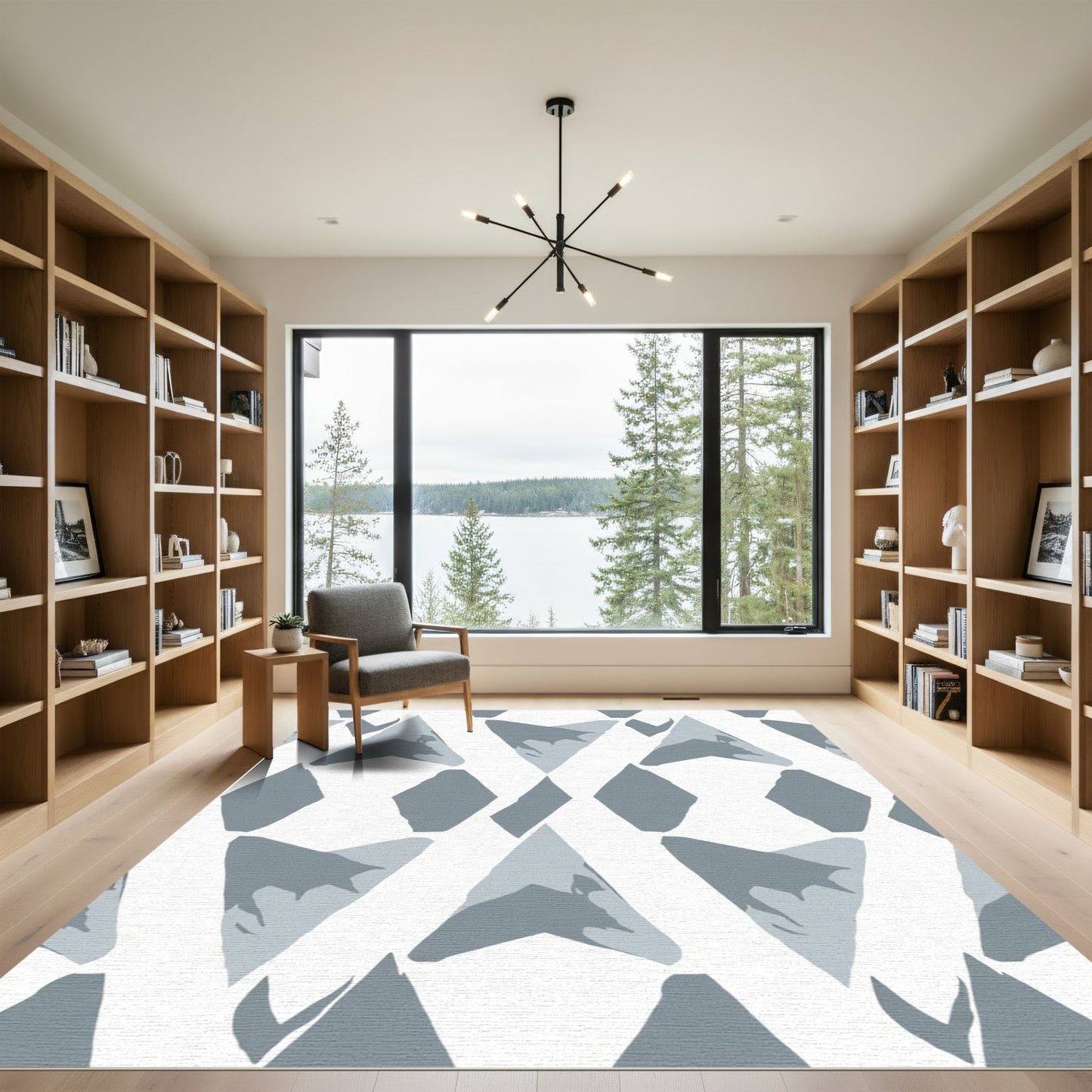 Gray Geometric Diamond and Triangle Mix Rug