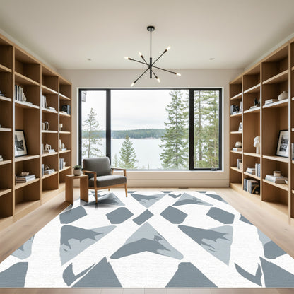 Gray Geometric Diamond and Triangle Mix Rug