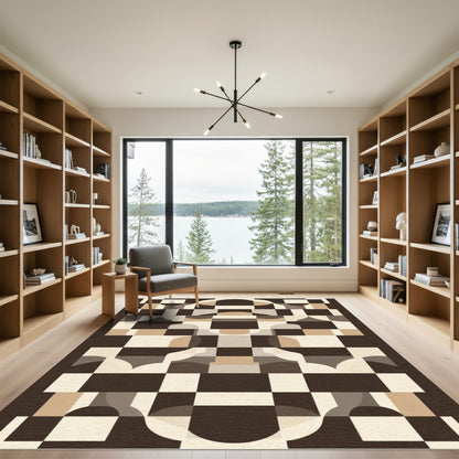 Retro Geometric Abstract Checkered Rug