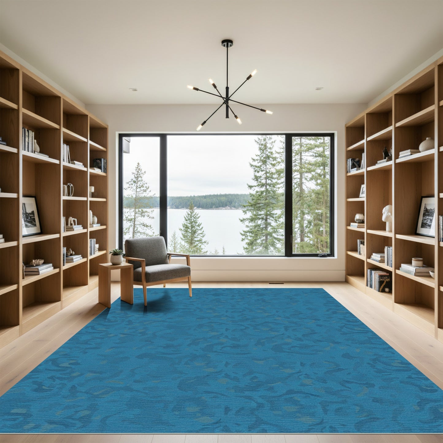 Deep Blue Abstract Swirls Rug