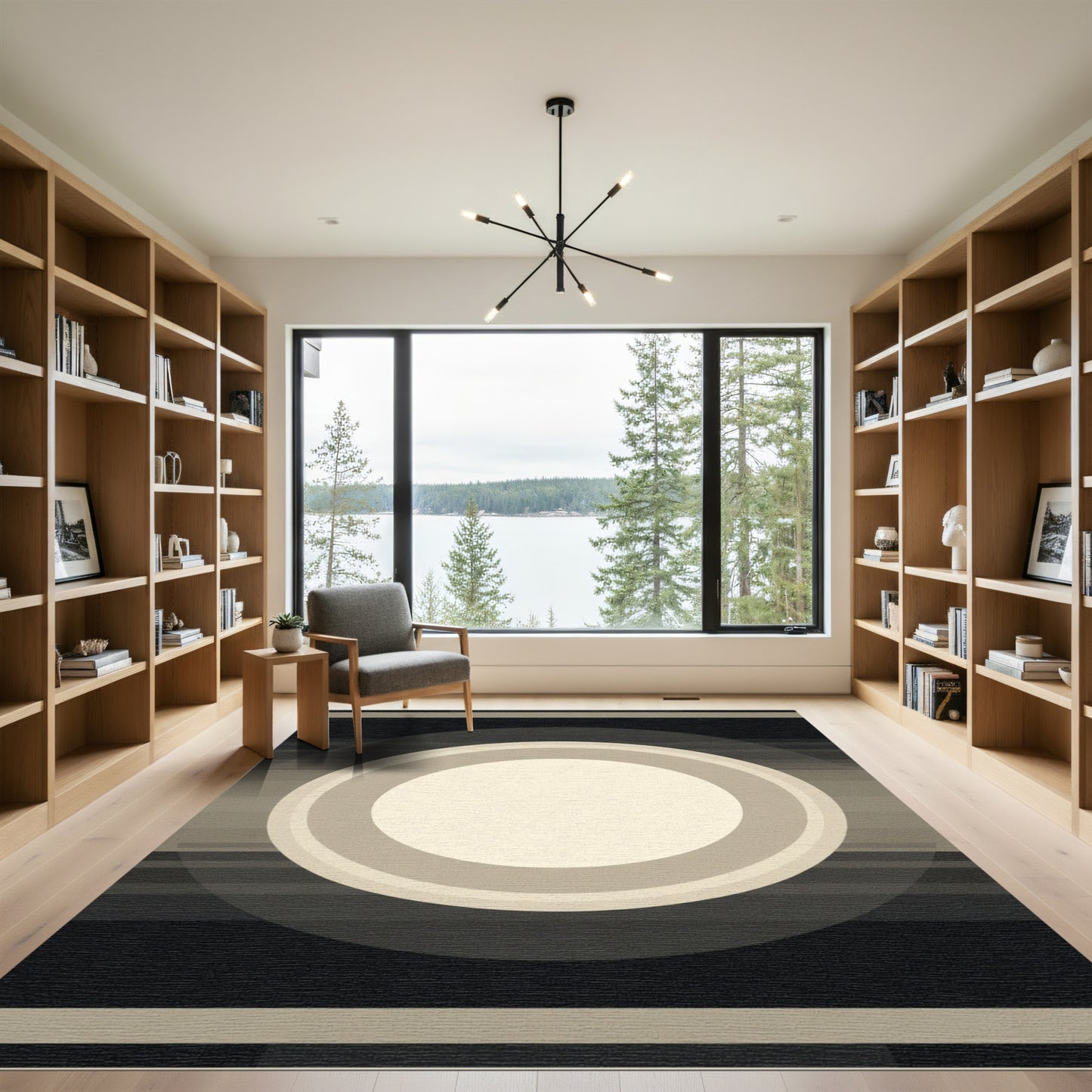 Subtle Cream Sun Abstract Circles Rug