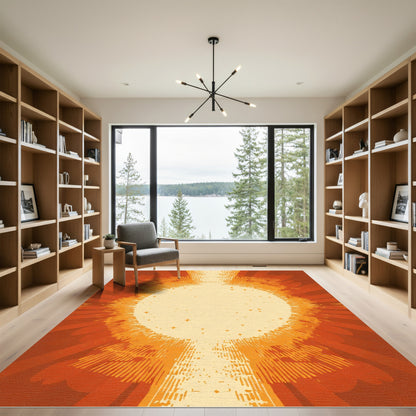 Radiant Orange Burst Starburst Rug