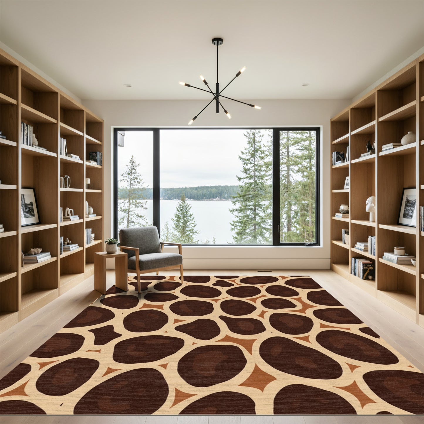 Brown Giraffe Spotted Animal Print Rug