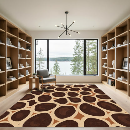 Brown Giraffe Spotted Animal Print Rug