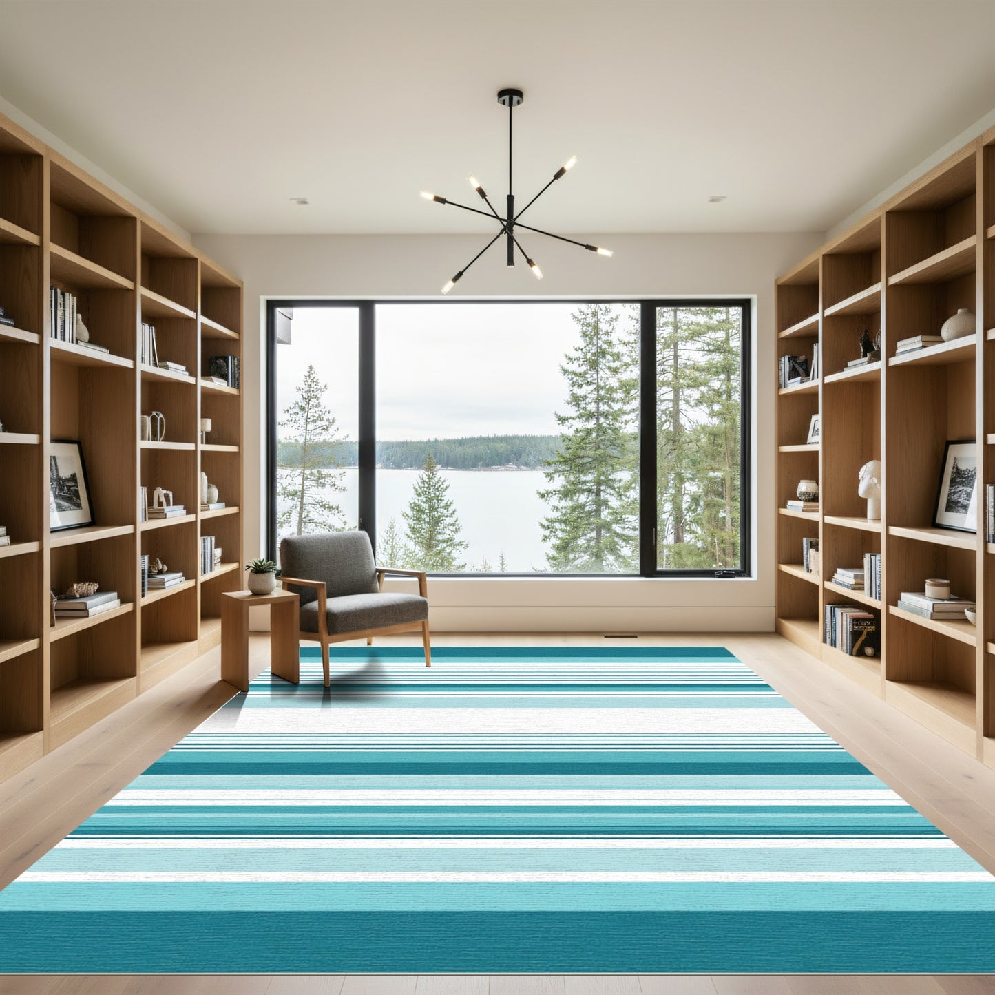 Aqua Teal Striped Horizon Rug