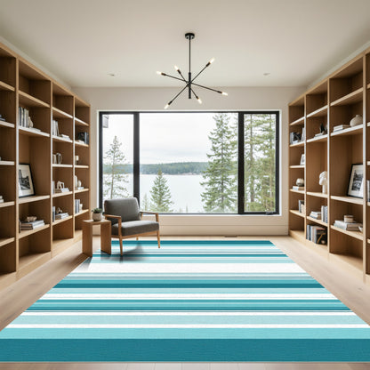 Aqua Teal Striped Horizon Rug