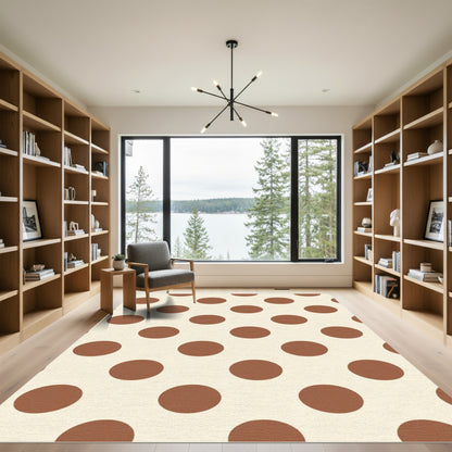 Classic Brown Polka Dot Cream Rug