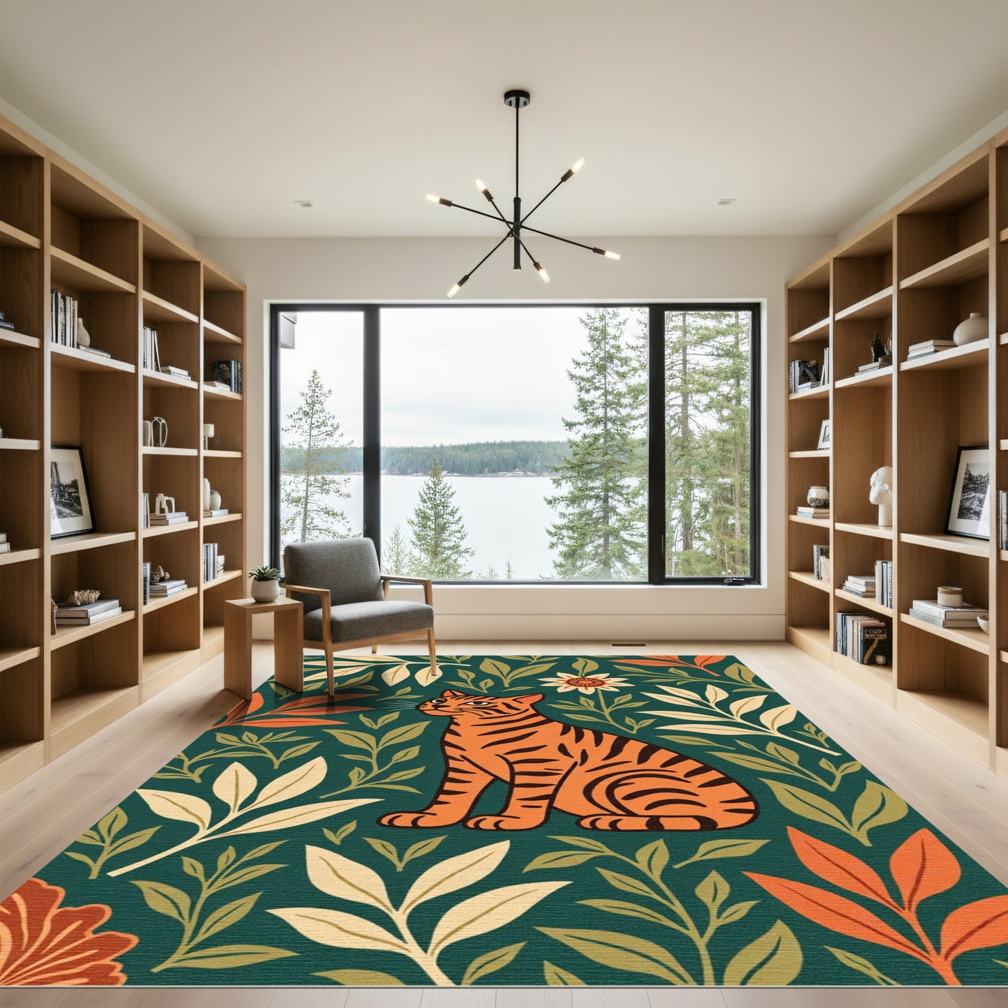 Orange Tiger Amidst Foliage Rug