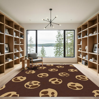 Brown Speckled Circle Scatter Rug