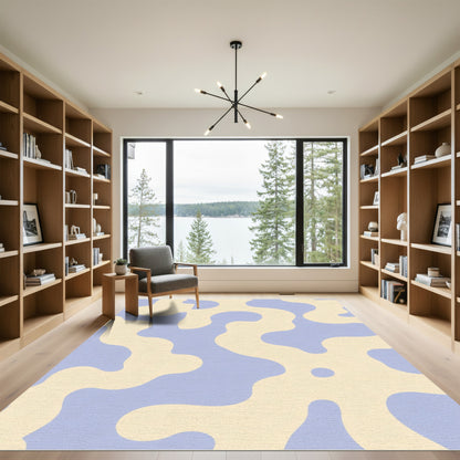 Beige Soft Blue Organic Waves Rug