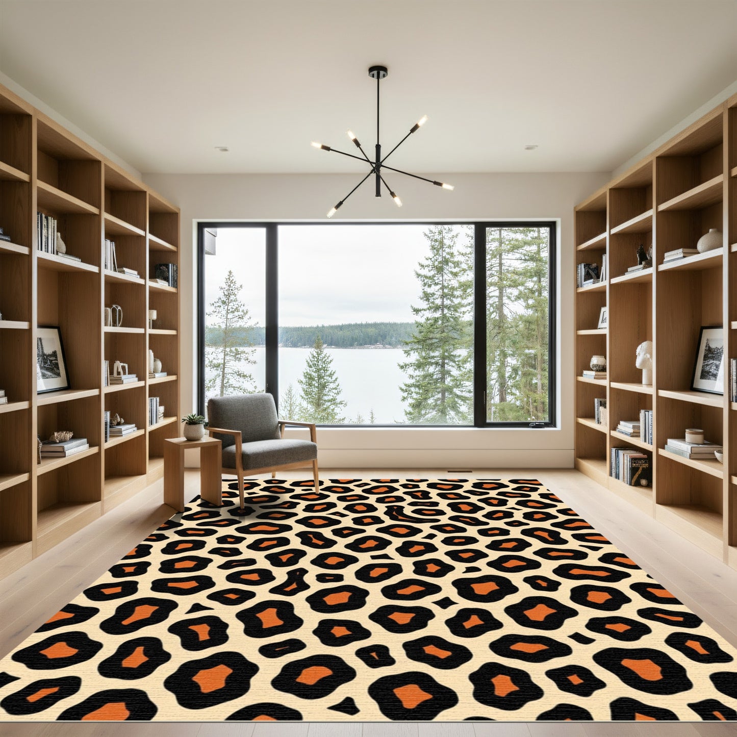 Beige Orange Animal Spots Rug