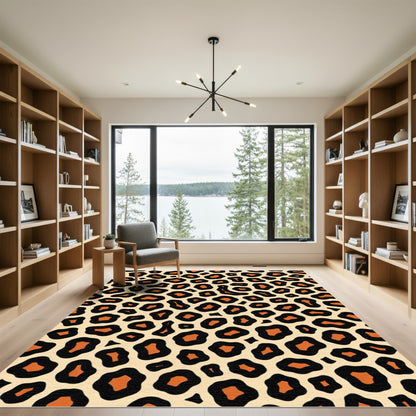 Beige Orange Animal Spots Rug