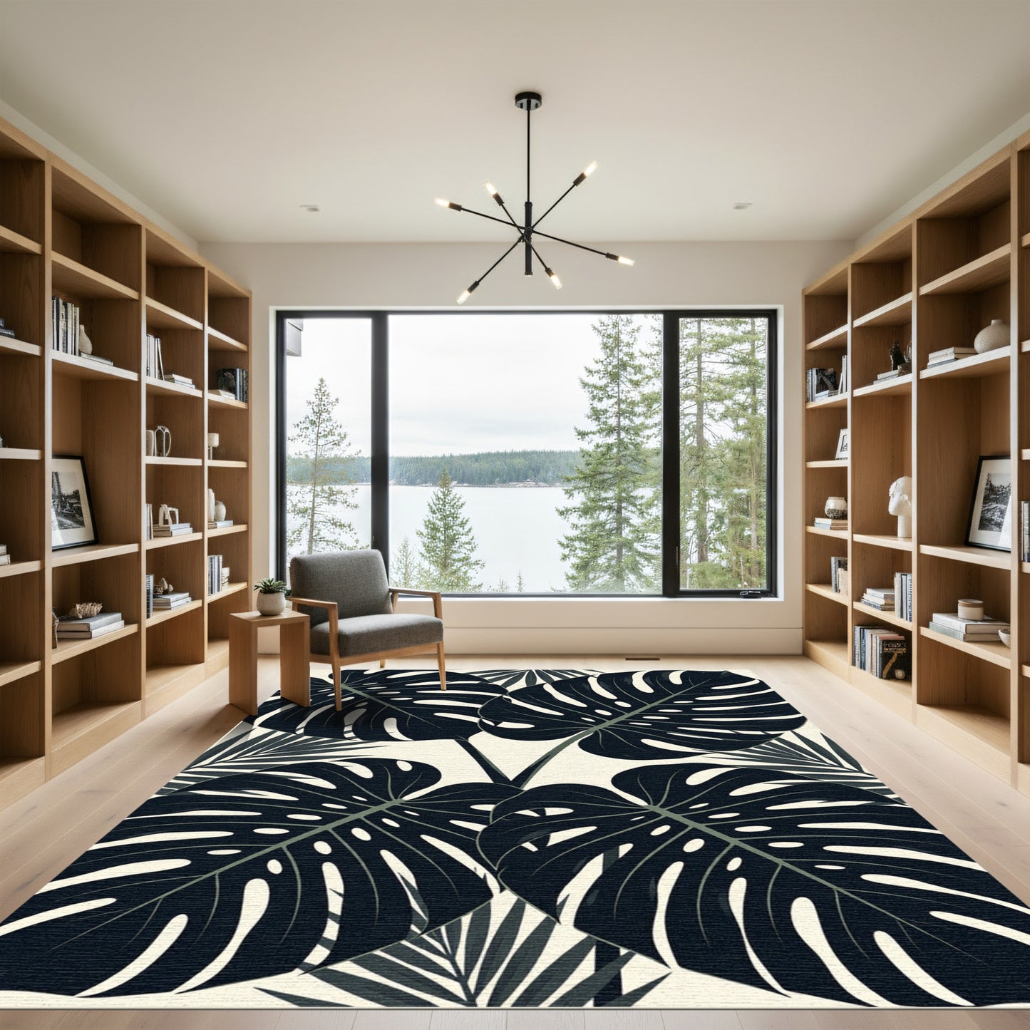 Monstera Leaf Tropical Foliage Rug