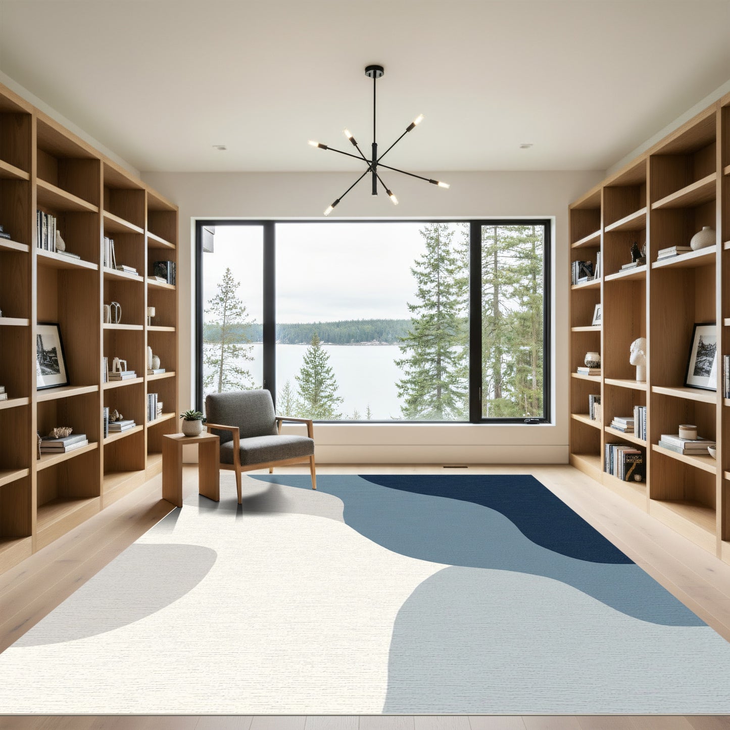 Calm Blue Gradient Organic Flow Rug