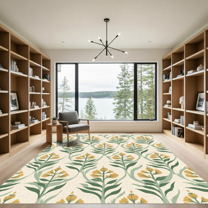 Yellow Botanical Vine Arrangement Rug