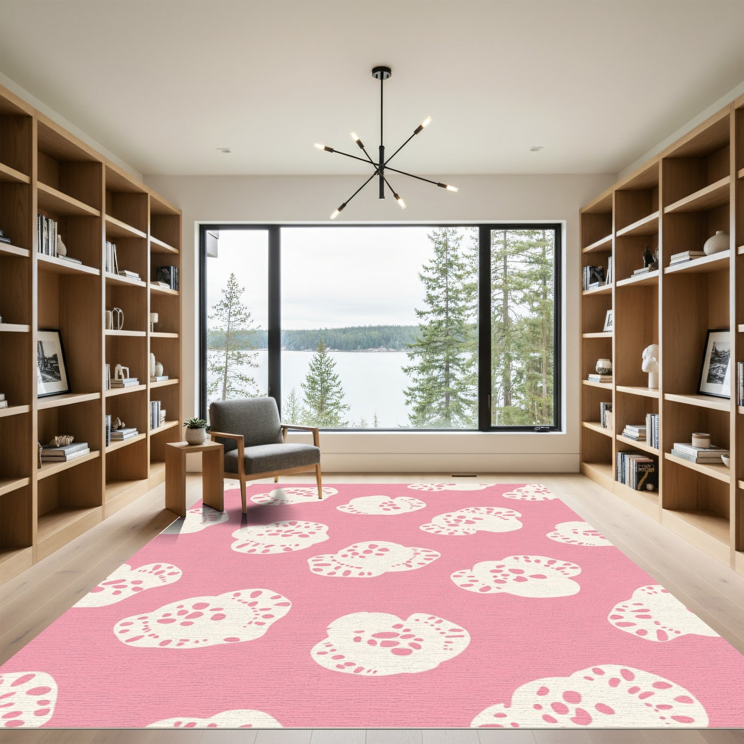 Pale Pink Creamy Organic Shapes Rug