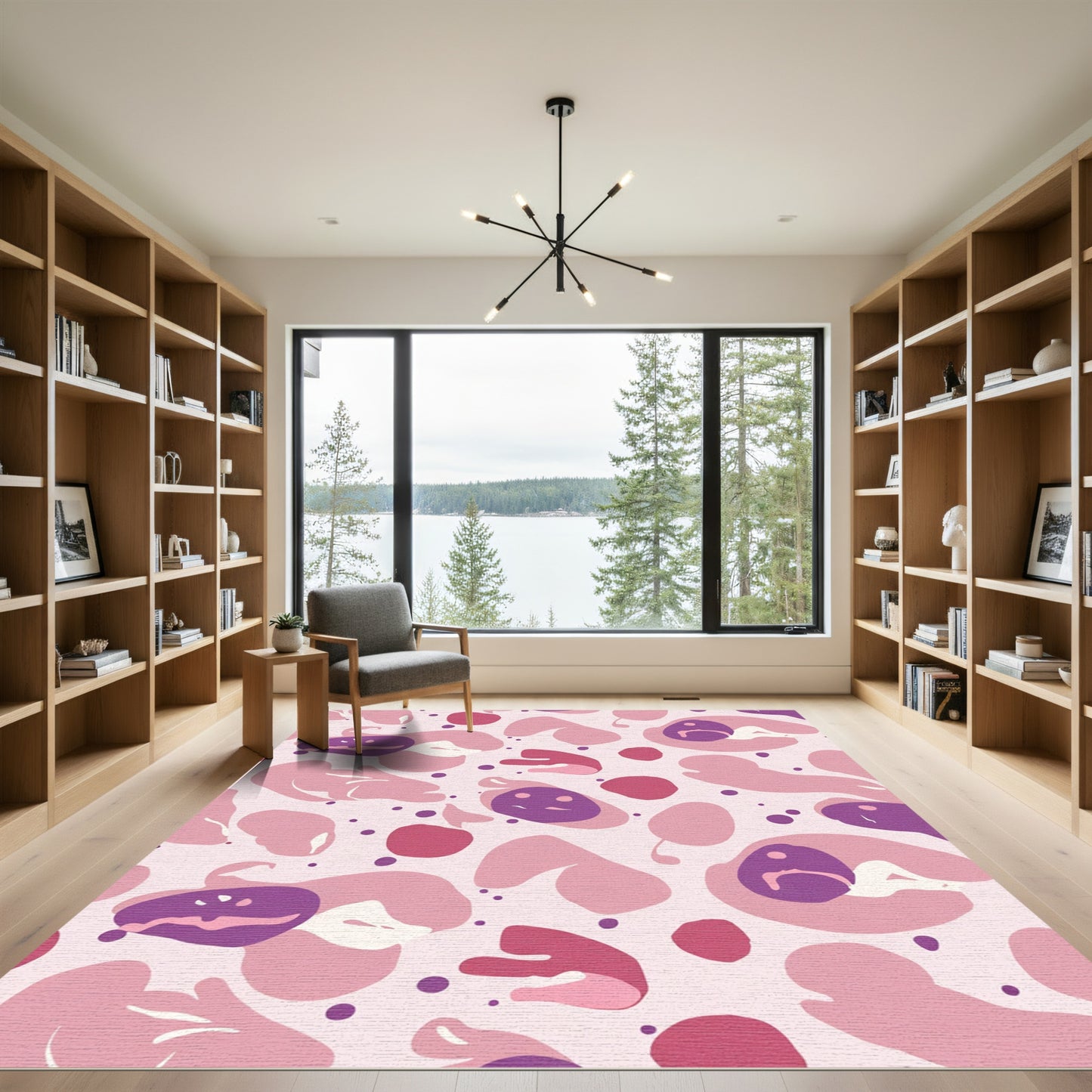 Abstract Pink Amorphous Organic Shapes Rug