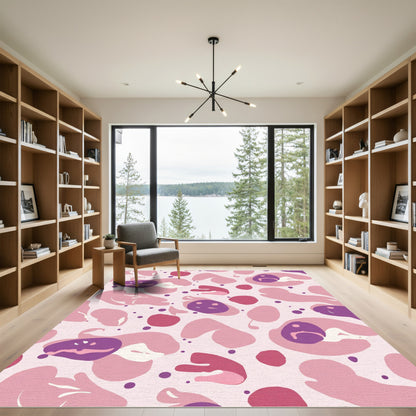 Abstract Pink Amorphous Organic Shapes Rug