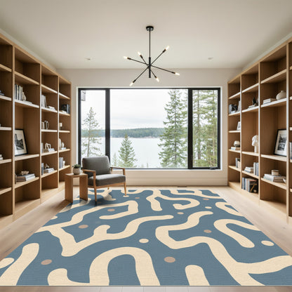 Abstract Organic Wave Blue Rug