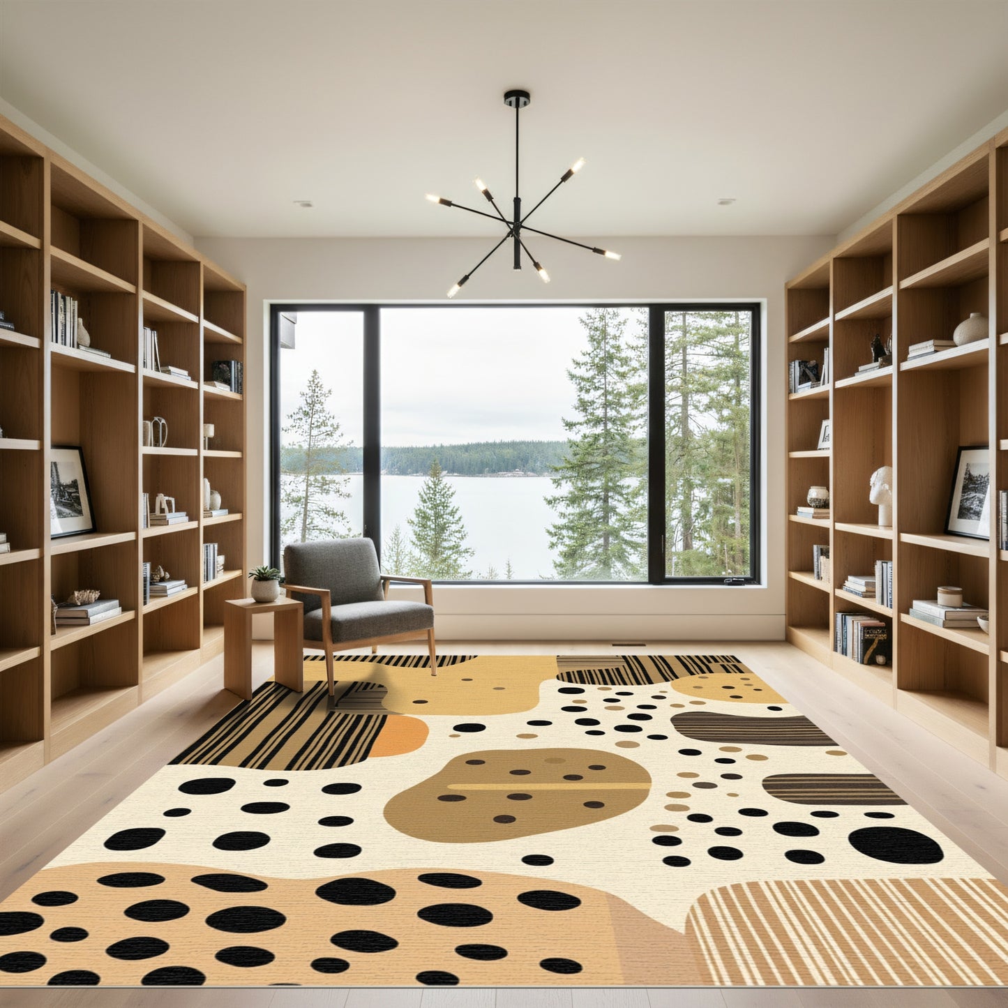 Abstract Earthy Shapes Geometric Lines Rug