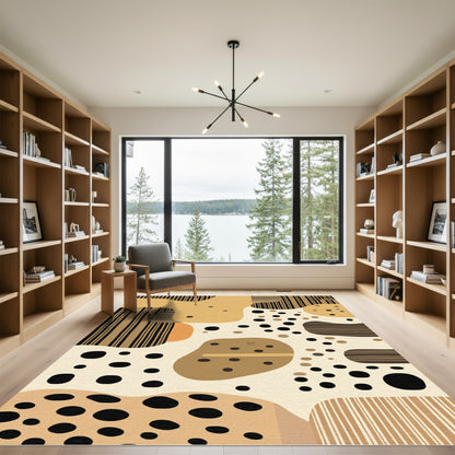 Abstract Earthy Shapes Geometric Lines Rug