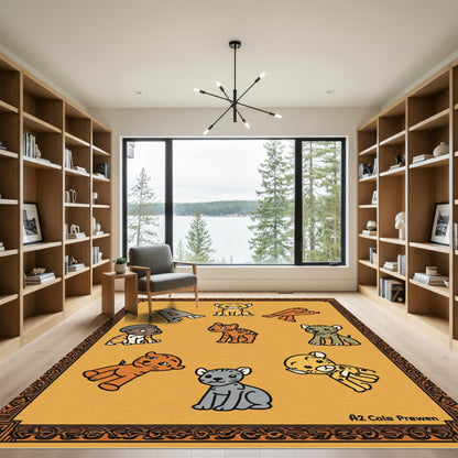 Golden Jungle Cats Animal Adventure Rug