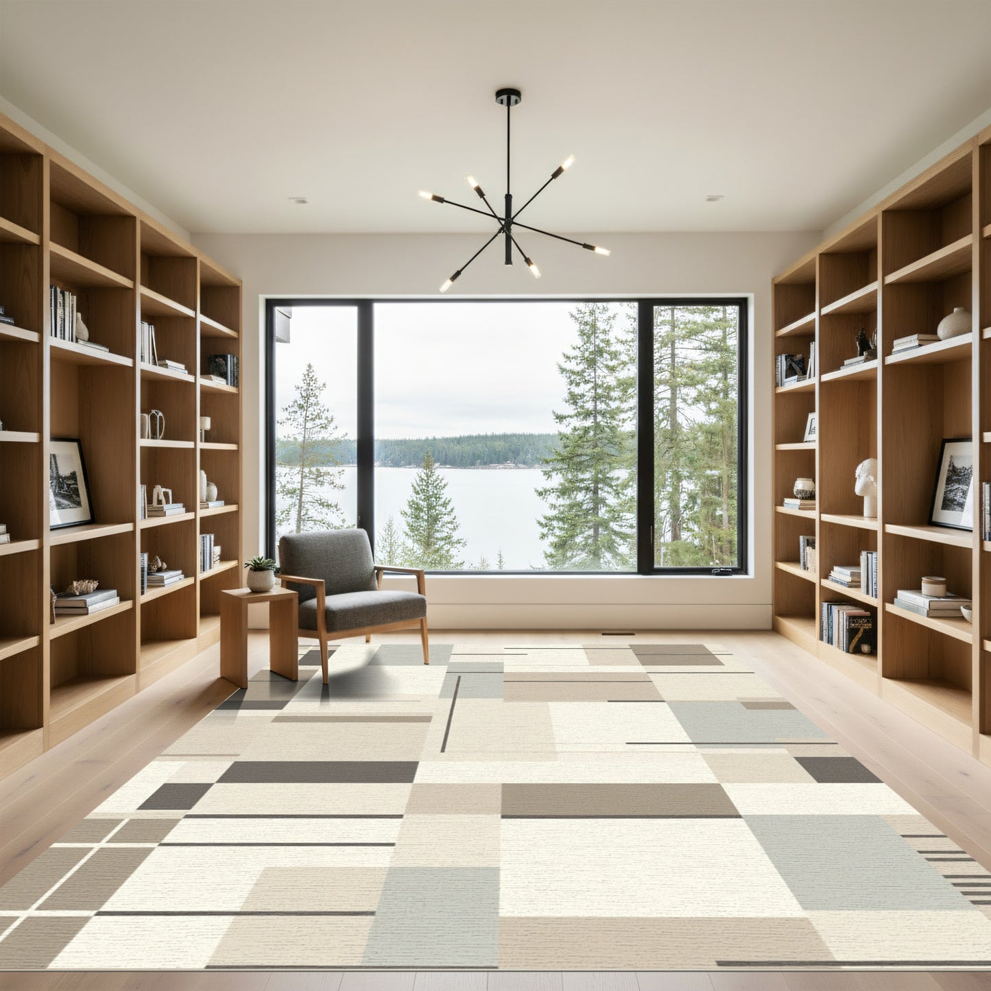 Neutral Geometric Blocks Thin Lines Rug