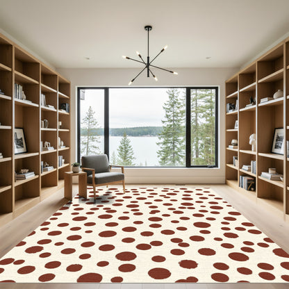 Rich Brown Polka Dots Scattered Rug
