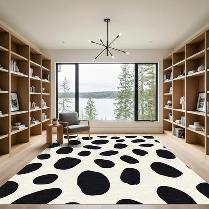 Neutral Black Spots Abstract Rug