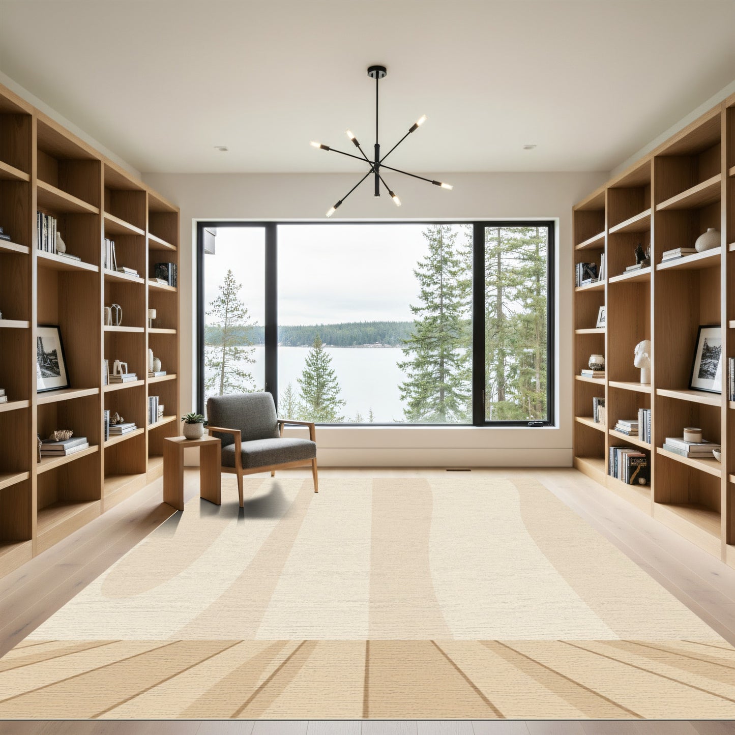 Warm Beige Wavy Stripe Rug