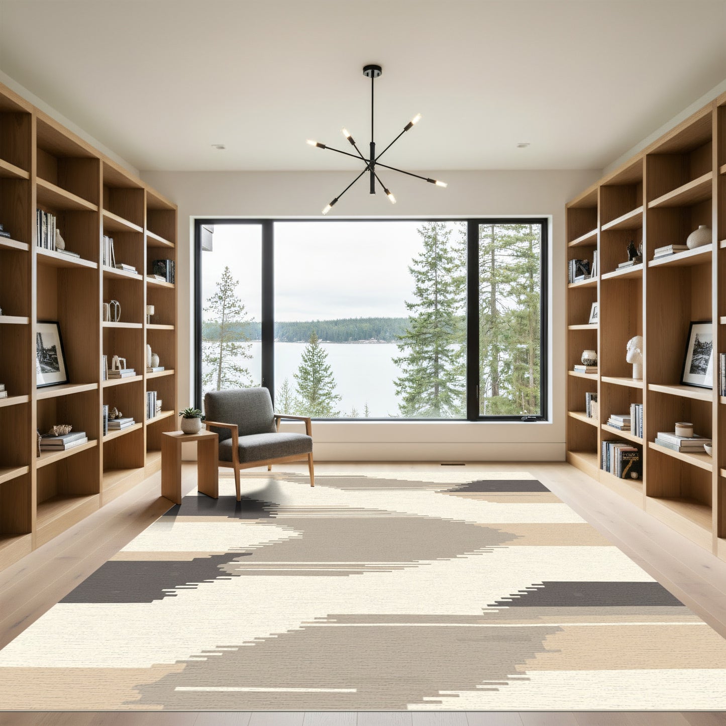 Earthy Tone Geometric Abstract Stripes Rug
