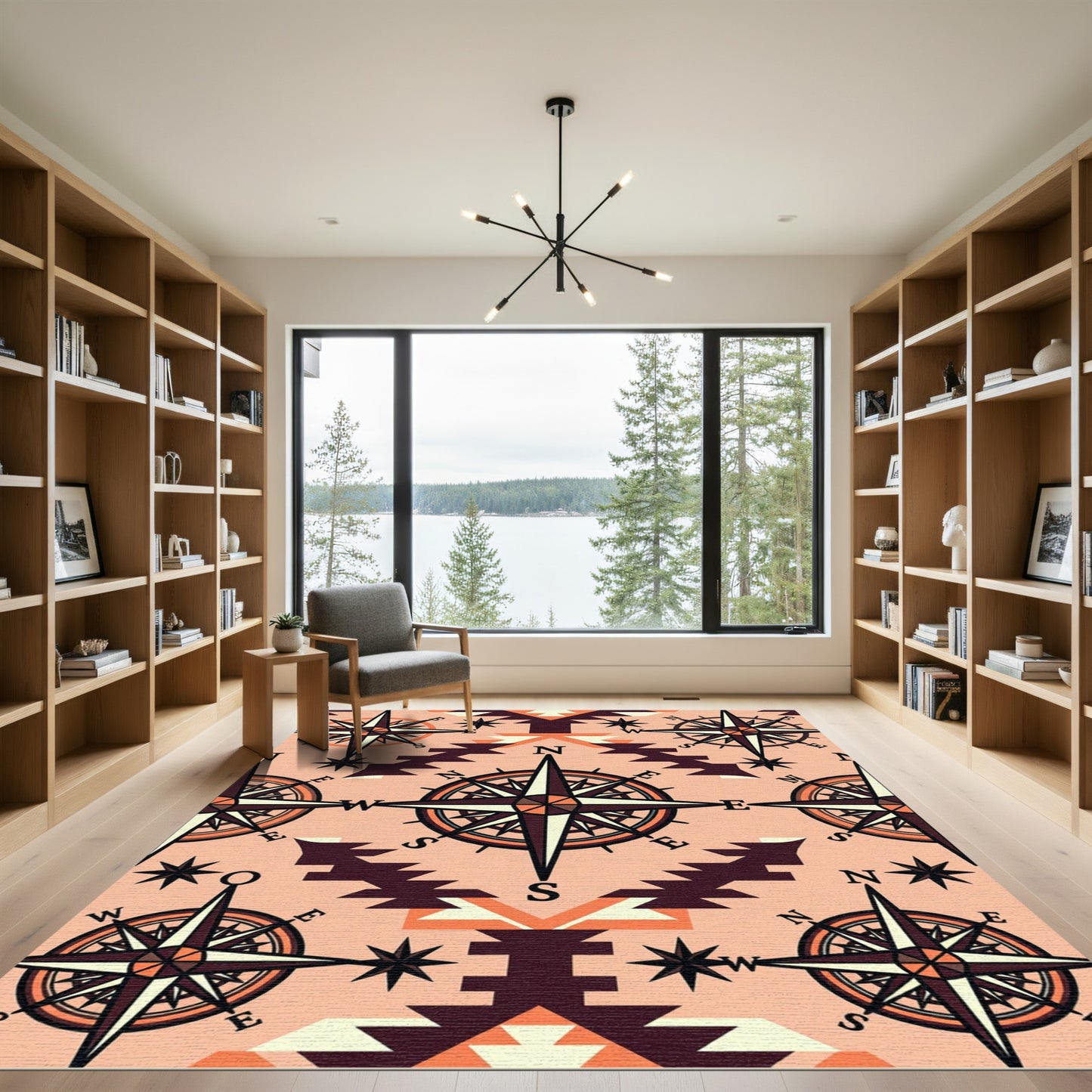 Navigational Compass Tribal Geometric Rug