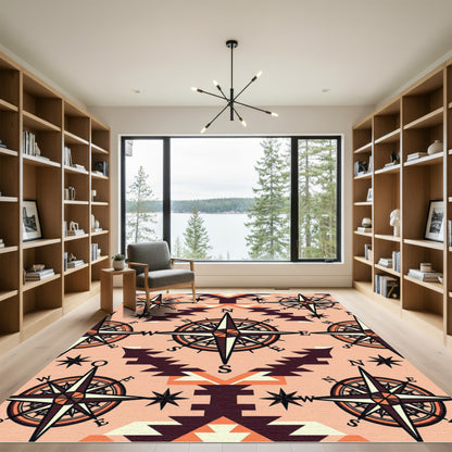 Navigational Compass Tribal Geometric Rug