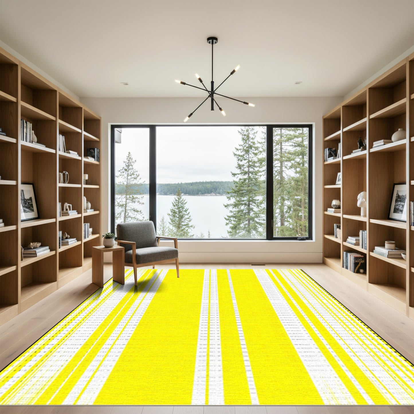 Vibrant Yellow Vertical Stripe Rug